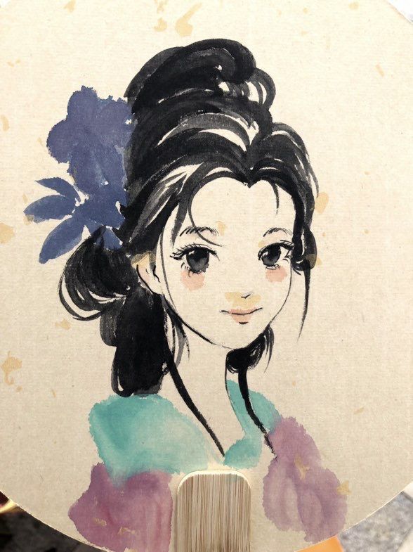漫画手绘人物扇子-襄阳市圣火广告有限公司